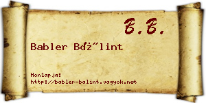Babler Bálint névjegykártya
