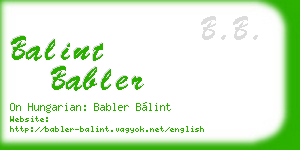 balint babler business card